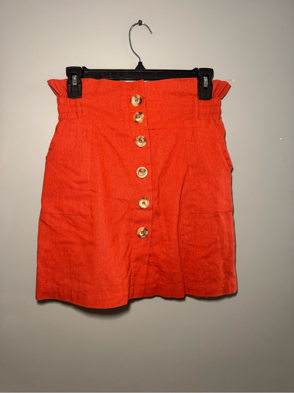 vestique Bright Orange Button-Front Mini Skirt